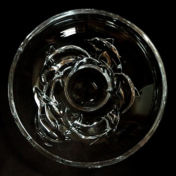 large daum france centerpiece - with dolphins. - Art Glass