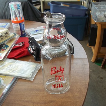 MILK BOTTLE WITH CREAM DIPPER - Bottles