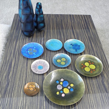 mid century American enamel & mid century studio pottery