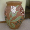 Large 3' vase with stone inlay