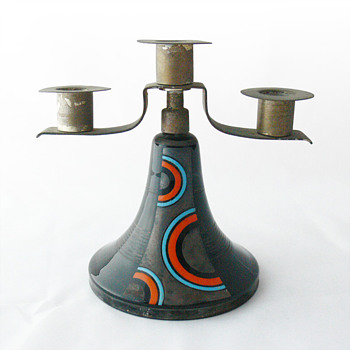 Art Déco Valencian pottery candleholder, ca. 1930 - Art Pottery