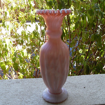 Fenton ?? Pink fluted vase
