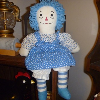 Blue Homemade Raggedy Ann Doll - Dolls