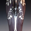 German/Bohemian Purple & Secessionist Silver Overlay Art Glass Vase