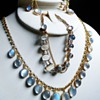 Antique Victorian Ceylon Moonstone 15kt Parure Necklace Earrings Bracelet