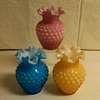 STUNNING SET OF FENTON HOBNAIL OVERLAY VASES