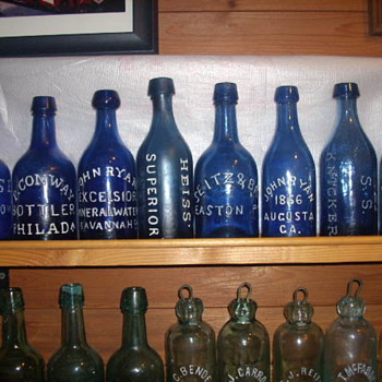 Lotsa Blue!!!  6 out of 8 are pontilled. - Bottles