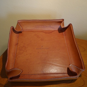 VINTAGE ARTE & CUOIO  FOR  ERMENEGILDO ZENGA  LARGE LEATHER TRAY  - Accessories