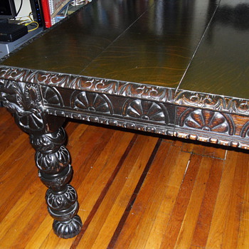 Antique Hand Carved Oak Table / Desk