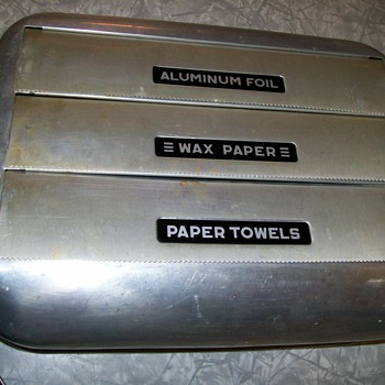 Vintage Wax paper dispenser made of  Aluminum . Original Paper still in it  - Kitchen