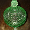 Apple Green Diamond Pattern Compote with Lid