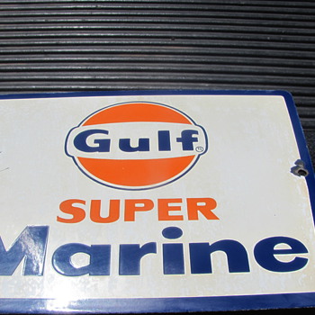 latest Gulf super marine gas pump sign