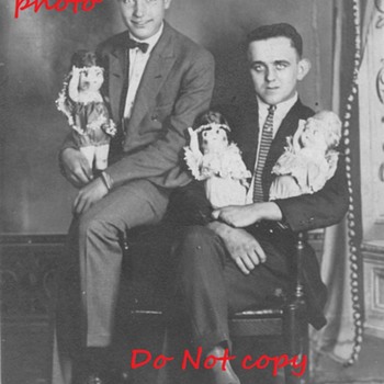 Postcard of Men with Carnival Dolls - Postcards