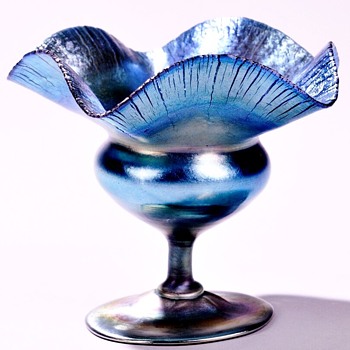 L.C.Tiffany Peacock Blue Floriform vase c.1910 - Art Glass
