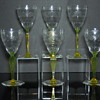 Hand Cut Vaseline Glass Stems