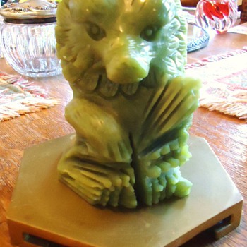 Carved Chrysoberyl Wolf  1.4 lbs   4 1/2 inches tall  MYSTERY - Animals