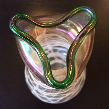 Kralik White Veined Vase - Art Glass