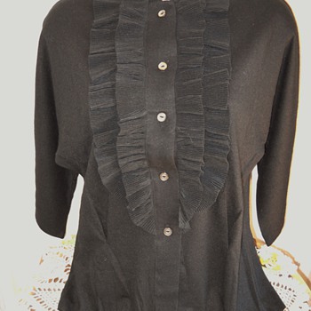 50's - 60's  Sears Kerrybrooke Black Pin-Up Girl Ruffle Sweater