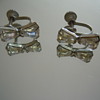 Vintage Screw Back Earrings, Unmarked 1940's-1950's Crystal or Glass