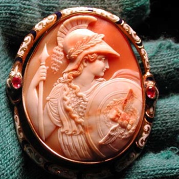 The best enamelled Athena with snake border cameo - Victorian Era