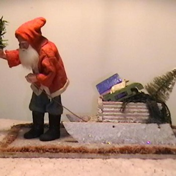 1920's-1930's Santa Pulling a Sled