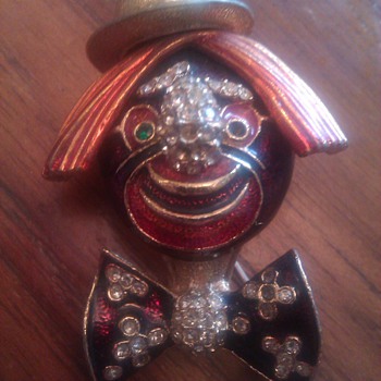 Ciner Rhinestone clown pin brooch - Costume Jewelry