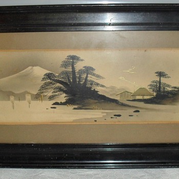ORIENTAL SCENIC WALL ART ETCHING WITH GOLD LEAF DECORATION - Asian