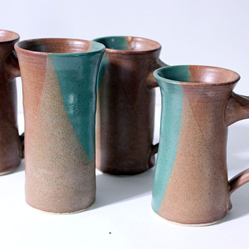 Set of 4 Handmade Cups, anyone Know the Marking? - Art Pottery