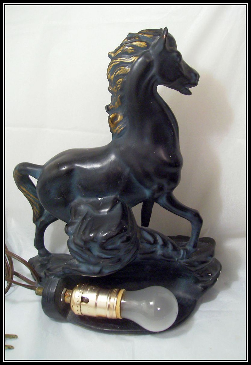 1950's Maddux BLACK Ceramic Horse TV Lamp Collectors Weekly
