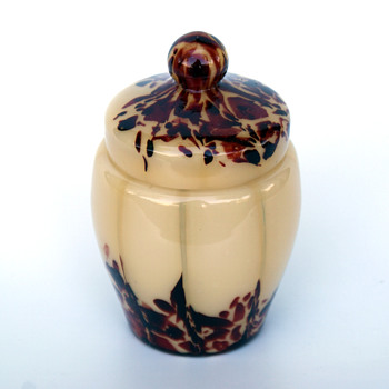 Welz Translucent Lines & Spots candy/powder dish/jar - Art Glass