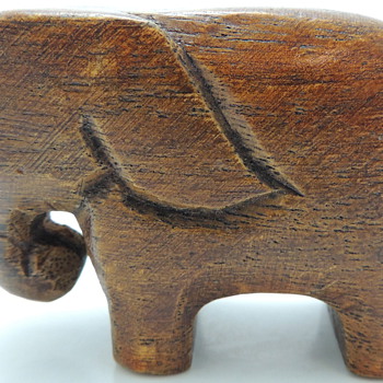 Hand Carved Teak Elephant - Animals