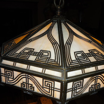 A True Antique... Slag Glass Hanging Lamp...October 20, 1908