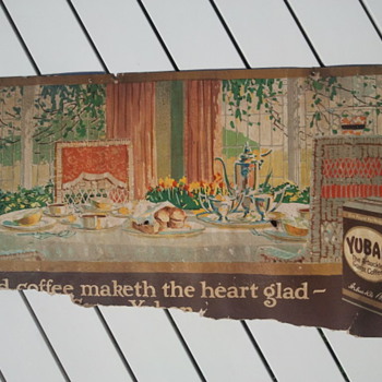 Pre-1920's Yuban Coffee Cardboard Trolley Car Advertisement Sign - Signs