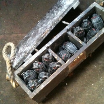 A box of Grenades (dummies) from the London war Museum - Military and Wartime