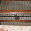 Small Herringbone tin Trunk with Wood Handles
