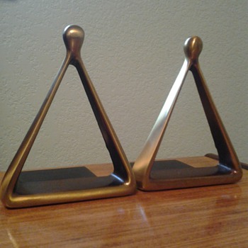 Mid Century Modern Brass Bookends by Ben Seibel circa 1950s