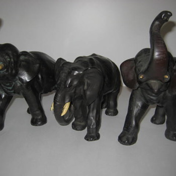 Bronze elephants with ivory tusks