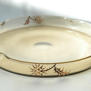 emile gallé large glass tray. with thistle enamel decoration. circa 1884-1889 - Art Nouveau