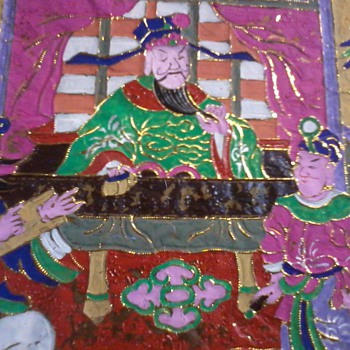 ANTIQUE GOLD FOIL TEMPURA PAINTINGS, circa 1899, PLEASE HELP IDENTIFY!! - Asian