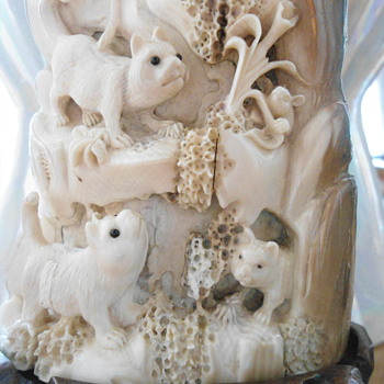 Carved Wooly Mammoth Ivory of some kind of animals - Asian