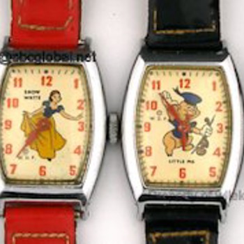 1947 Ingersoll Disney Character Watch Set Louie, Snow White, Danny, & Little Pig - Wristwatches