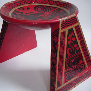 Mexican? Folk Ark Stool w/Bowl Top~Applied Design~Heavy & Old,
