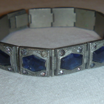 Antique Art Deco Bracelet Blue Stones  - Art Deco