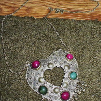 Silver Beaded Heart Necklace