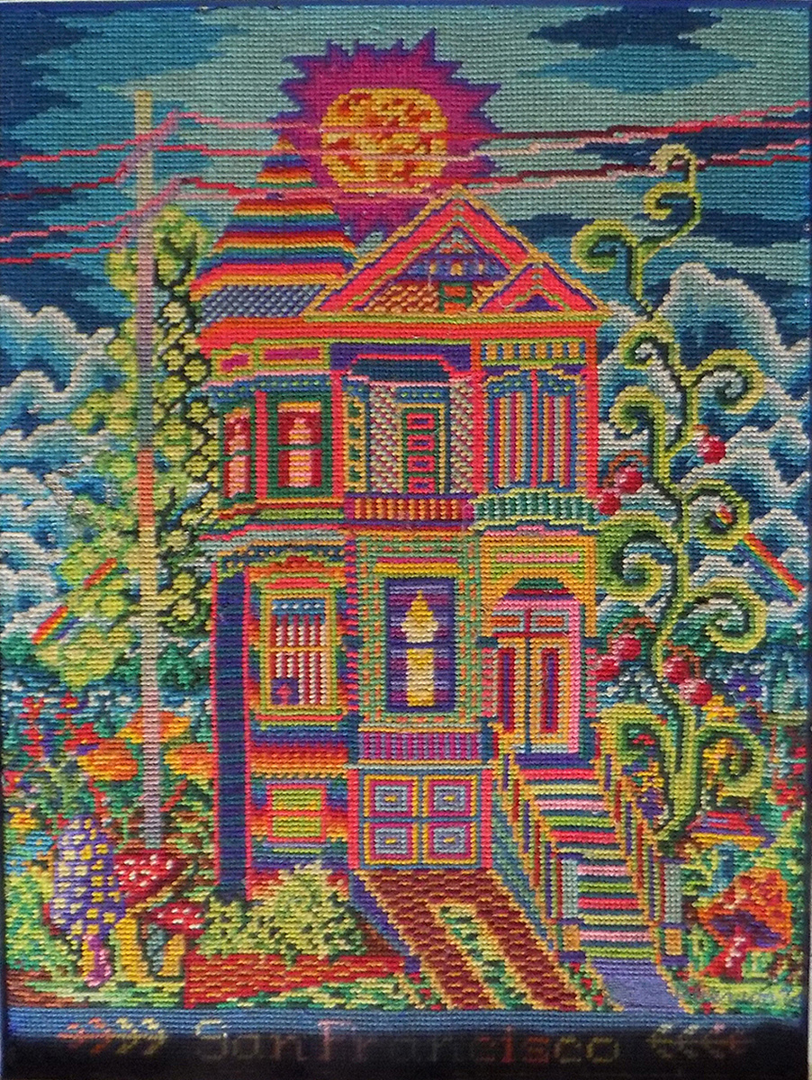 9 1970's San Francisco Hippie Psychedelic House Needlepoint