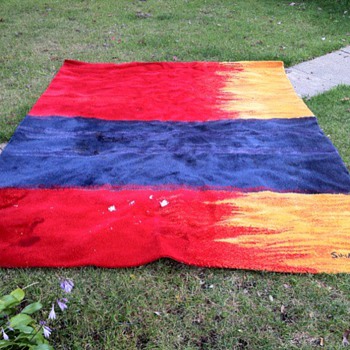 Frank Sinatra Orange and Blue Shag Area Rug - Music
