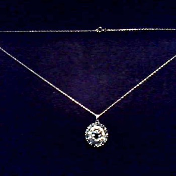Sparkly 10K White Gold Pendant /White Zircon-Topaz-Swarovski Crystal (?)/ Marked Mexico / Circa 20th Century - Fine Jewelry