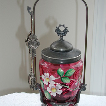 Cranberry Glass Pickle Jar - Art Glass