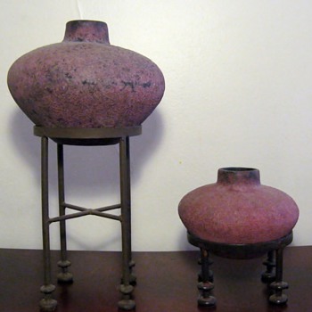 OBJECTS OF ART - POTTERY CANDLE HOLDERS FROM BALI  - Art Pottery