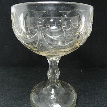 Early Cut Crystal ENCLOSED BOTTOM? Compote 7.5" Tall
